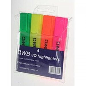 ValueX Flat Barrel Highlighter Pen Chisel Tip 1-5mm Line Assorted Colours (Pack 4)